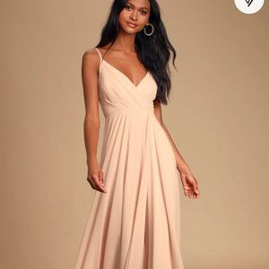 Lulus Lovely Blush Pink Maxi Dress (Small)